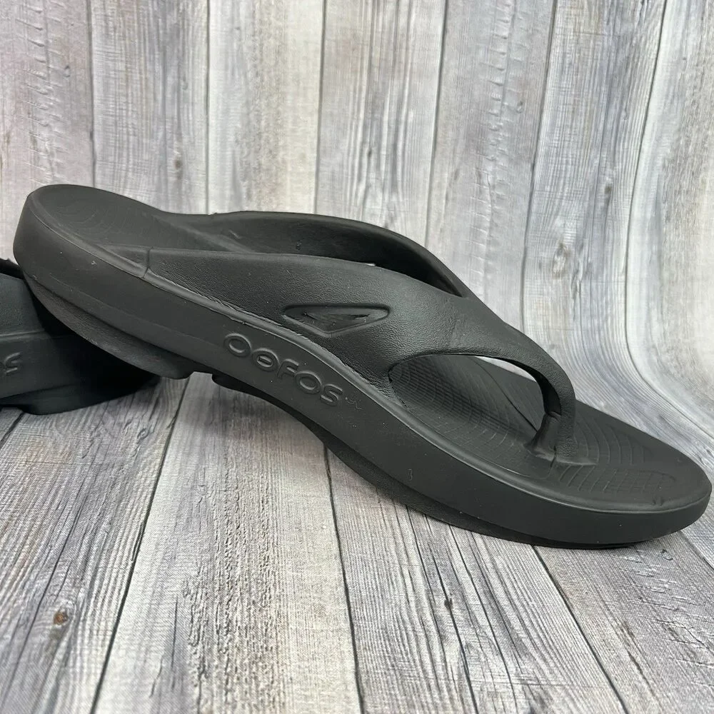 Oofos Original Sandals Men's 10 Black Athletic Sport Wmen 12 Recovery Flip Flops